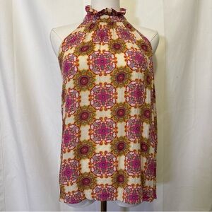 Christian Siriano Pink and Orange Patterned Halter Top. EUC. Size S.